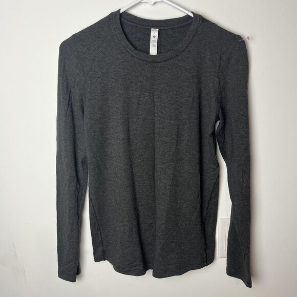 Lululemon Shirt Womens 2 Dark Gray Long Sleeve Crewneck Modal Athletic Yoga - Picture 1 of 6